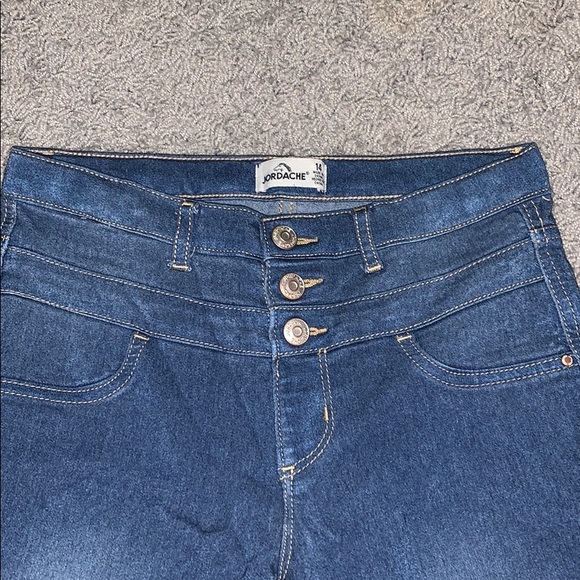 Blue high waisted jeggings. - Picture 2 of 3